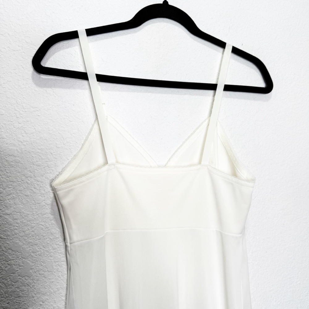 Vintage Babydoll Slip Dress Lace Slit White - Picture 5 of 9